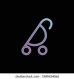 Baby Stroller Of Rounded Design Side View blue gradient vector icon