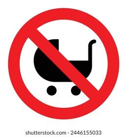 baby stroller sign prohibition and warning danger baby stroller not allowed illustration