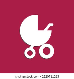Símbolo y icono de vector simple de Stroller bebé sobre fondo de color