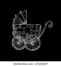 Baby stroller. Sketchy style.