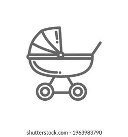Baby stroller thin line icon vector
