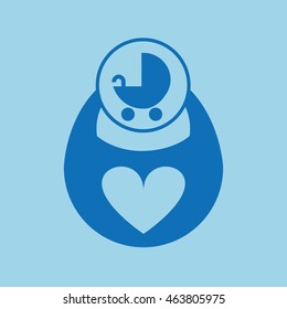 baby stroller with toy icon, vector illustration
