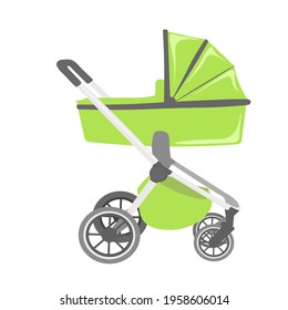 Baby stroller transformer. Vector baby stroller set. Newborn stuff for walking. Things you need to transport the child and walks with a newborn. Baby stroller three in one. Modular baby stroller. 