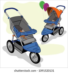 baby stroller vector