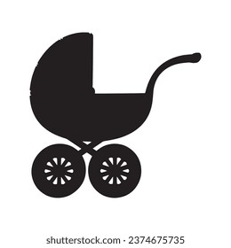 Baby Stroller Vector Art Silhouette