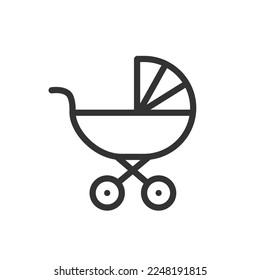 Baby stroller vector icon isolated on white background