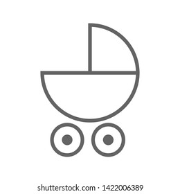 baby stroller vector icon on white. flat design