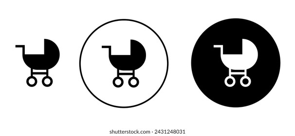Baby stroller vector icon. Set of graphic icons of children's stroller, mobile on isolated background. EPS10
