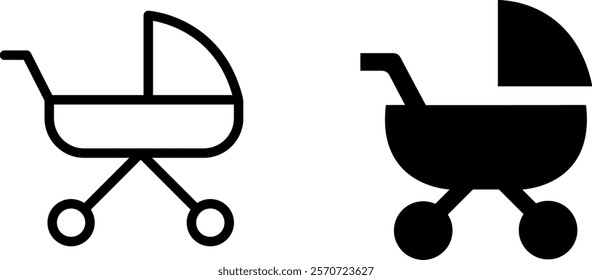 "Baby Stroller Vector Icon Set: Convenient and Stylish Designs for Parenting, Infant Care, and Family Projects"