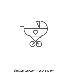 Baby stroller vector icon symbol tool isolated on white background
