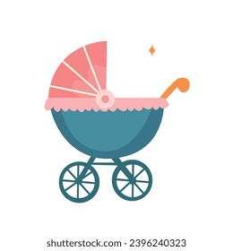 Ilustración vectorial de acolchado de bebé. Diseño plano. Icono de carro de bebé.