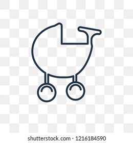 Baby stroller vector outline icon isolated on transparent background, high quality linear Baby stroller transparency concept can be used web and mobile