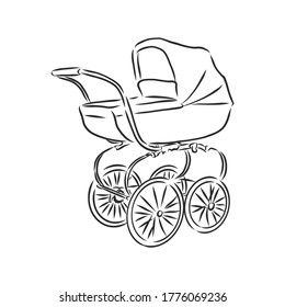 Baby stroller vector sketch icon isolated on background. Hand drawn Baby stroller icon. baby stroller, vector sketch illustration