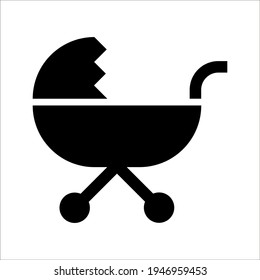 Baby stroller vector sketch icon isolated on white background. color editable