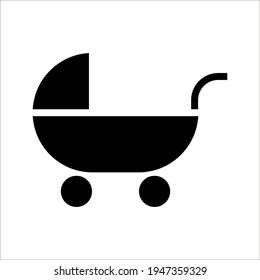 Baby stroller vector sketch icon isolated on white background. color editable