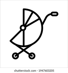 Baby stroller vector sketch icon isolated on white background. color editable
