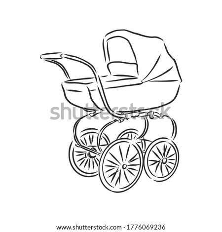 Baby stroller vector sketch icon isolated on background. Hand drawn Baby stroller icon. baby stroller, vector sketch illustration