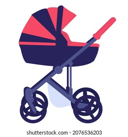 Bebé Stroller, carruaje. Ilustración vectorial en estilo plano.