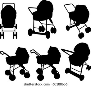 Baby strollers silhouettes