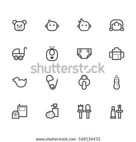 baby stuff black icon set on white background