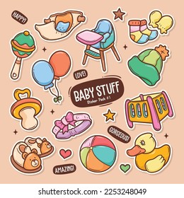 Baby Stuff Cute Doodle Vector Sticker Collection
