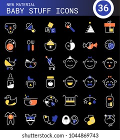 Baby Stuff linear icons collection