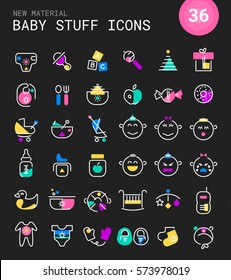 Baby Stuff linear icons collection