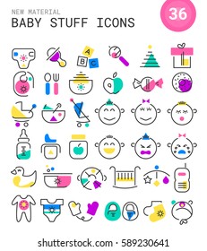 Baby Stuff linear icons collection