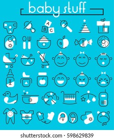 Baby Stuff linear icons collection