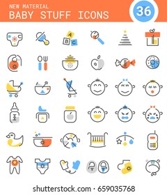 Baby Stuff linear icons collection