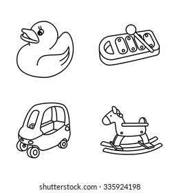 Baby stuff outlines vector icons