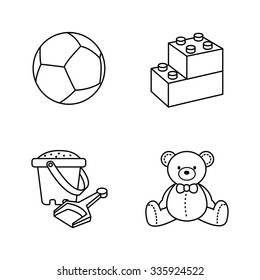 Baby stuff outlines vector icons