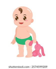 baby with stuffed toy isolated design