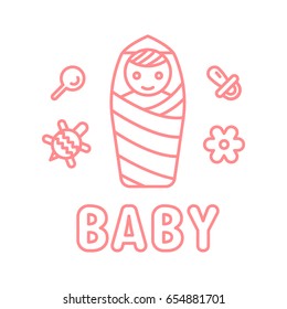 Baby stylized vector symbol. Logo template
