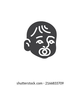 Baby sucking a pacifier vector icon. filled flat sign for mobile concept and web design. Infant with pacifier glyph icon. Symbol, logo illustration. Vector graphics