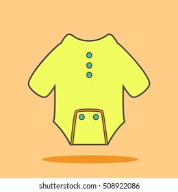 Baby suit cute icon in trendy flat style isolated on color background. Baby symbol for your design, logo, UI. Vector illustration, EPS10.  Line colored style.