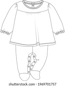 Baby Suit. Esbozo plano con ropa de bebé. ilustración vectorial