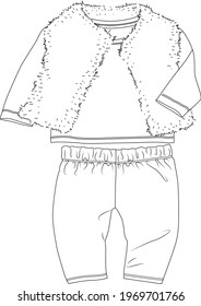 Baby  Suit set. Baby clothes Flat Sketch. vector illustration
