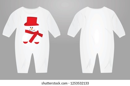 Baby suit with snowman illustration. vector