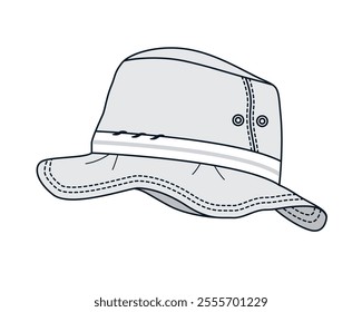 Baby summer hat flat sketch vector mockup template.