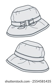 Baby sun hat flat drawing vector mockup template.