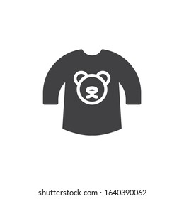Baby sweater with teddy bear vector icon. filled flat sign for mobile concept and web design. Baby clothing, sweatshirt with long sleeve glyph icon. Symbol, logo illustration. Vector graphics