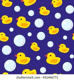 Baby swimming back pattern. Vector. Blue
