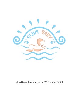 Baby-Schwimm-Kurs-Symbol Vektor-Illustration Konzept Design-Vorlage Web