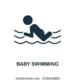 Baby Swimming icon. Monochrome simple Baby Swimming icon for templates, web design and infographics