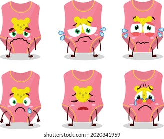 Baby swimsuit cartoon character with sad expression. Vector illustration
