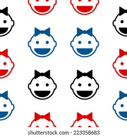 Baby symbol seamless pattern on white background. Vector illustration.