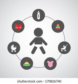 baby symbol set in circle diagram 