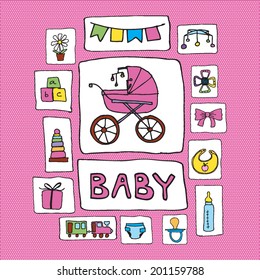 Baby symbols set. Vector illustration.
