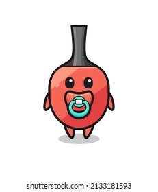 baby table tennis racket cartoon character with pacifier , cute style design for t shirt, sticker, logo element